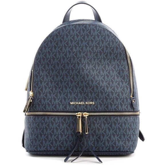Michael Kors Rhea Medium Blue Logo Backpack - Picture 1 of 15